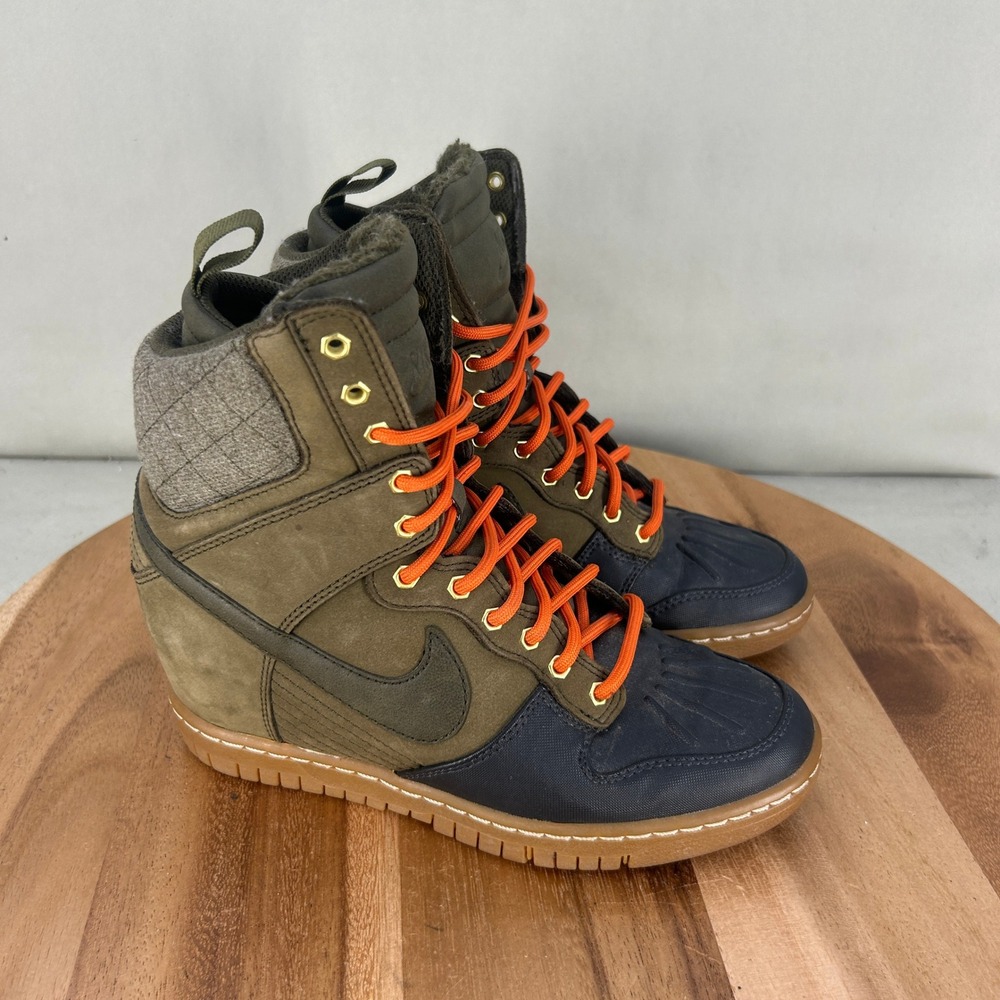 Nike Dunk Sky Hi Sneakerboot Dark Loden Olive Green Orange 684954-300 Womens 6